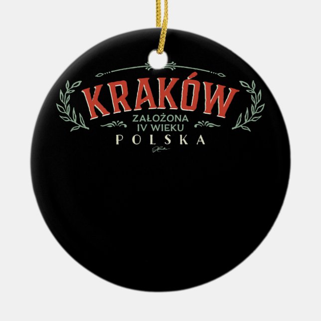 JCombs Krakow Poland Founded 4th Century Retro  Ceramic Ornament (Front)