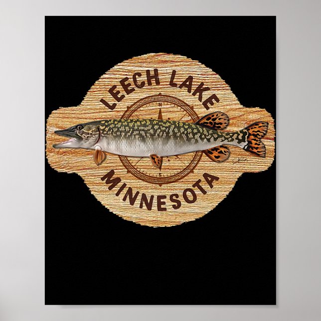 JCombs Leech Lake Minnesota Northern Pike Fishing Poster (Front)