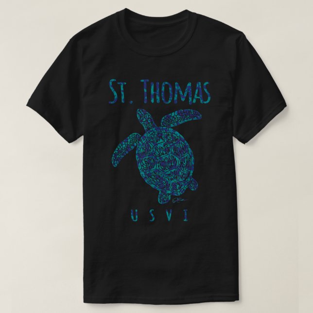 JCombs St. Thomas, USVI, Sea Turtle, Beach  T-Shirt (Design Front)