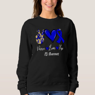 JD Awareness Peace Love Hope Blue Ribbon   Sweatshirt