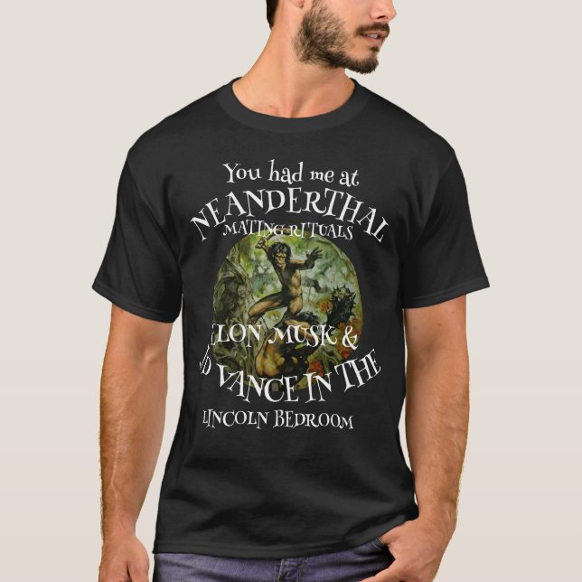 JD VANCE ELON MUSK NEANDERTHAL MATING RITUALS T-Shirt (Front)
