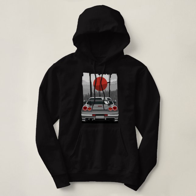 JDM Skyline R34 Car Tuning Japan Rising Sun Drift  Hoodie (Design Front)