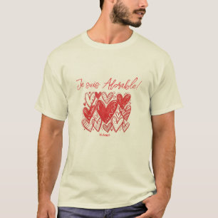Je suis Adorable! Charming Heart Pattern T-Shirt