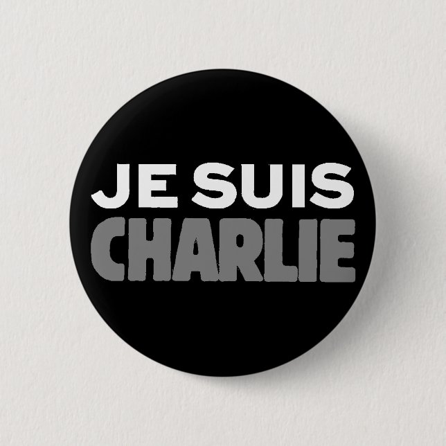 Je Suis Charlie - I am Charlie Black 6 Cm Round Badge (Front)