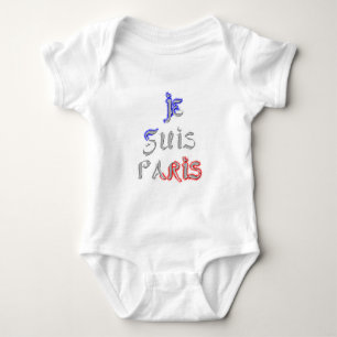 Je Suis Paris I Love Paris Text Art Print Baby Bodysuit