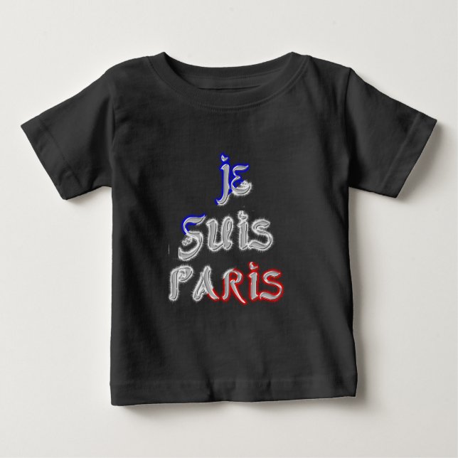 Je Suis Paris I Love Paris Text Art Print Baby T-Shirt (Front)