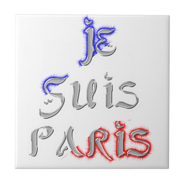 Je Suis Paris I Love Paris Text Art Print Ceramic Tile (Front)