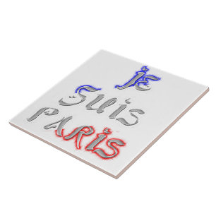 Je Suis Paris I Love Paris Text Art Print Ceramic Tile