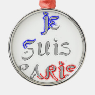 Je Suis Paris I Love Paris Text Art Print Metal Ornament