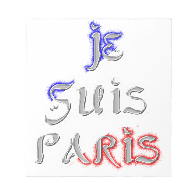 Je Suis Paris I Love Paris Text Art Print Notepad (Front)