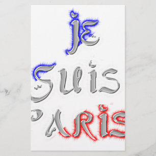 Je Suis Paris I Love Paris Text Art Print Stationery