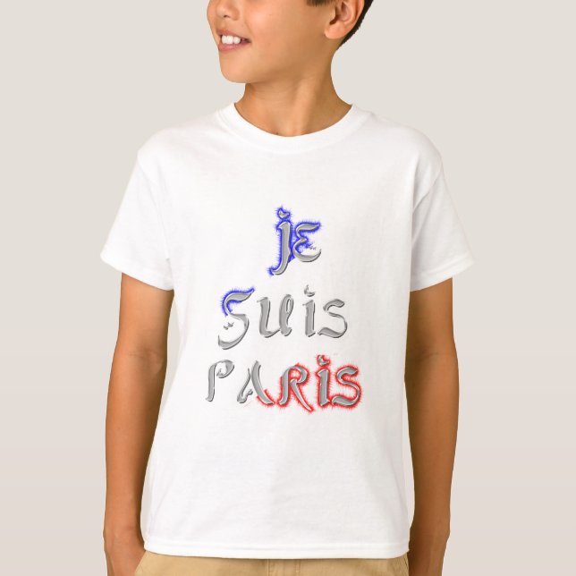 Je Suis Paris I Love Paris Text Art Print T-Shirt (Front)