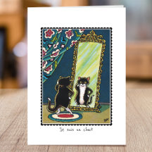 "Je suis un chat" Cat Folded Greeting Card