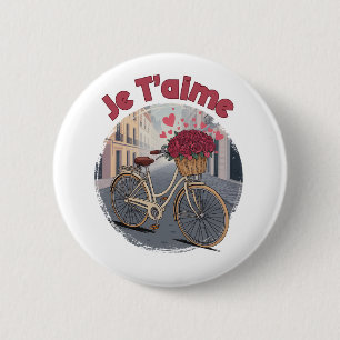 Je T’aime Paris Love Quote Valentine’s Day in Fran 6 Cm Round Badge