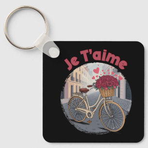 Je T’aime Paris Love Quote Valentine’s Day in Fran Key Ring