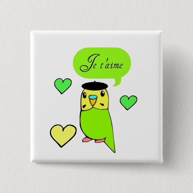 Je t'aime 15 cm square badge (Front)