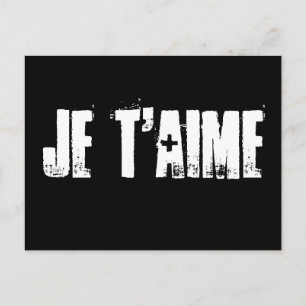Je T'aime - black and white postcard