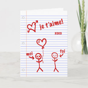 je t'aime croquis de cahier holiday card