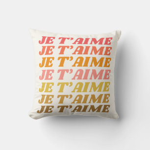 Je T'aime French Love Saying Retro Typography Cushion