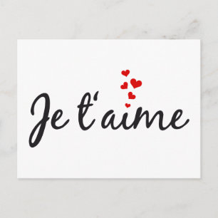 Je t'aime, French word art with hearts Postcard