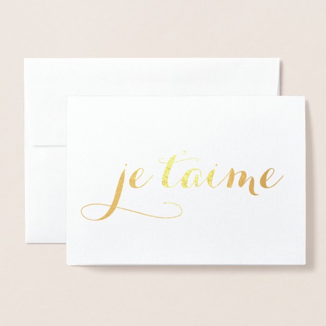 je t'aime gold foil card (Front With Envelope)