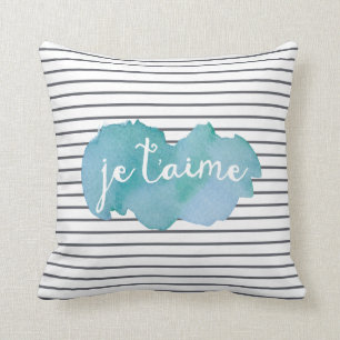 Je T'aime graphic watercolor pillow