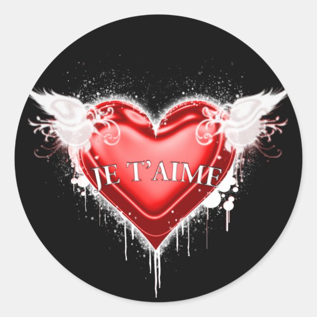 Je t'aime (I love you) Classic Round Sticker (Front)