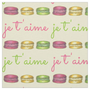 Je T'aime I Love You France French Macaron Pastry Fabric