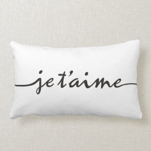 je t'aime - I love you in French - black Lumbar Cushion