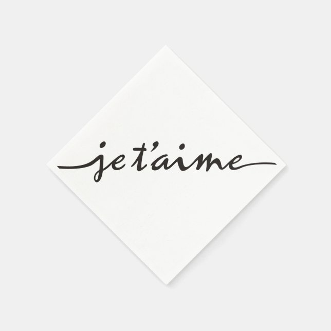 je t'aime - I love you in French - black Napkin (Corner)