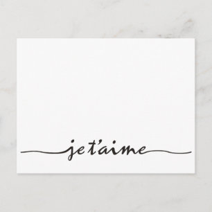 je t'aime - I love you in French - black Postcard