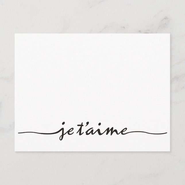 je t'aime - I love you in French - black Postcard (Front)