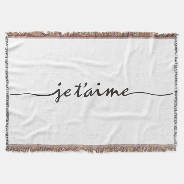 je t'aime - I love you in French - black Throw Blanket (Front)