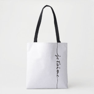 je t'aime - I love you in French - black Tote Bag