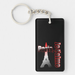 Je t'aime Paris with the Eiffel tower Key Ring