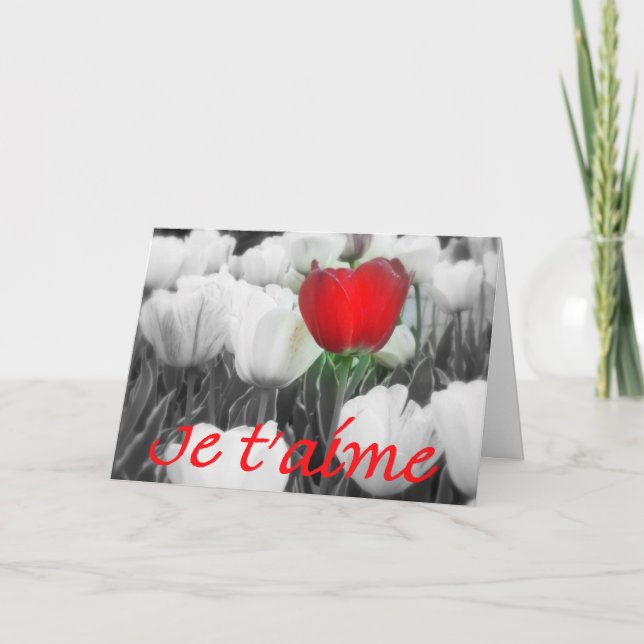 Je t'aime Valentine Holiday Card (Front)