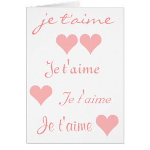 Je t'aime with pink hearts card
