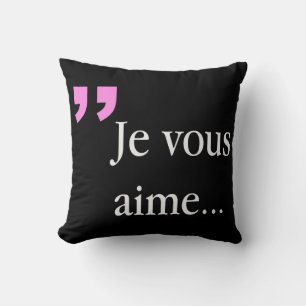 Je vous aime Valentine 2sided black white Pillow
