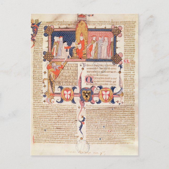 Jean Andre presenting his work to Pope Clement V Postcard (Front)