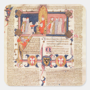 Jean Andre presenting his work to Pope Clement V Square Sticker
