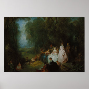 Jean-Antoine Watteau - Pastoral Gathering Poster