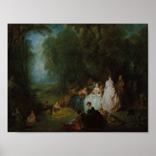 Jean-Antoine Watteau - Pastoral Gathering Poster