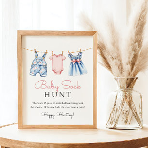 Jean Baby Sock Hunt Baby Shower Game Sign