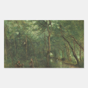 Jean-Baptiste-Camille Corot - The Eel Gatherers Rectangular Sticker