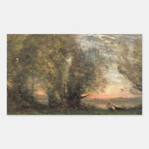 Jean-Baptiste-Camille Corot - The Fisherman Rectangular Sticker