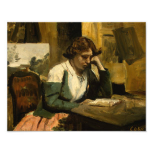 Jean-Baptiste-Camille Corot - Young Girl Reading Photo Print