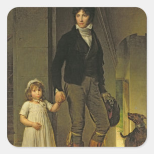 Jean-Baptiste Isabey and his Daughter Square Sticker