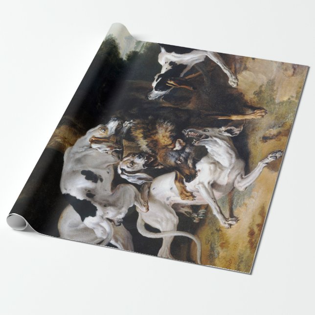 Jean-Baptiste Oudry The Hallali of the Wolf Wrapping Paper (Unrolled)