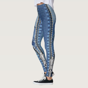 Jean blue leggings with different textures