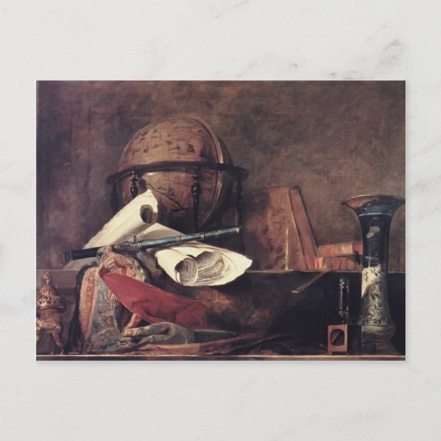 Jean Chardin- The Attributes of the Sciences Postcard (Front)
